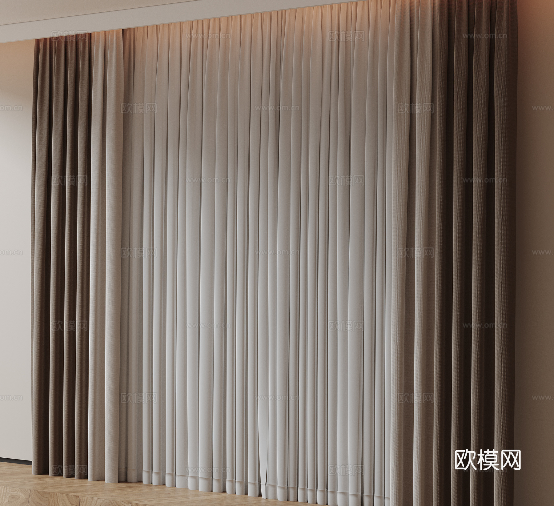 现代通用窗帘 中古布帘窗纱 纱帘 百叶帘 素色帘 纯色窗帘su模型