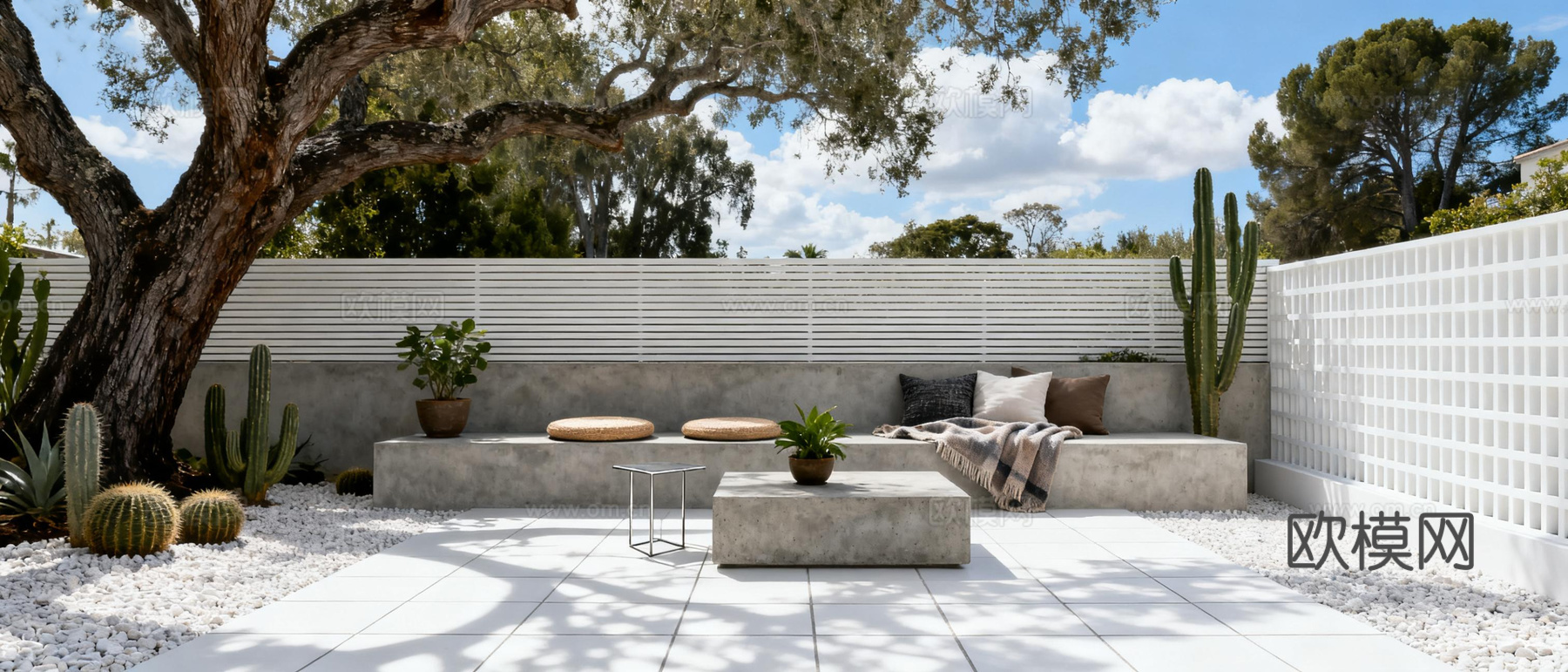 现代奶油风一楼庭院外景