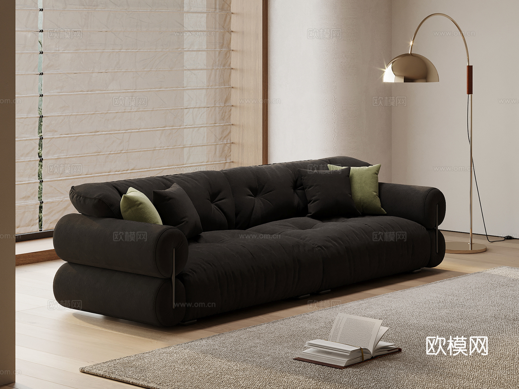 法式多人沙发 直排沙发3d模型下载