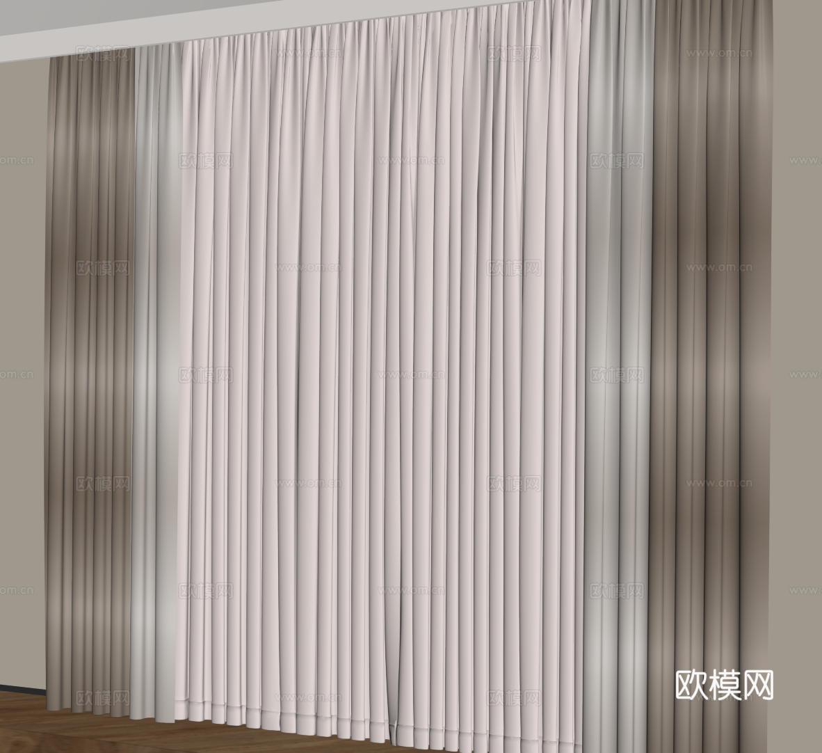 现代通用窗帘 中古布帘窗纱 纱帘 百叶帘 素色帘 纯色窗帘su模型