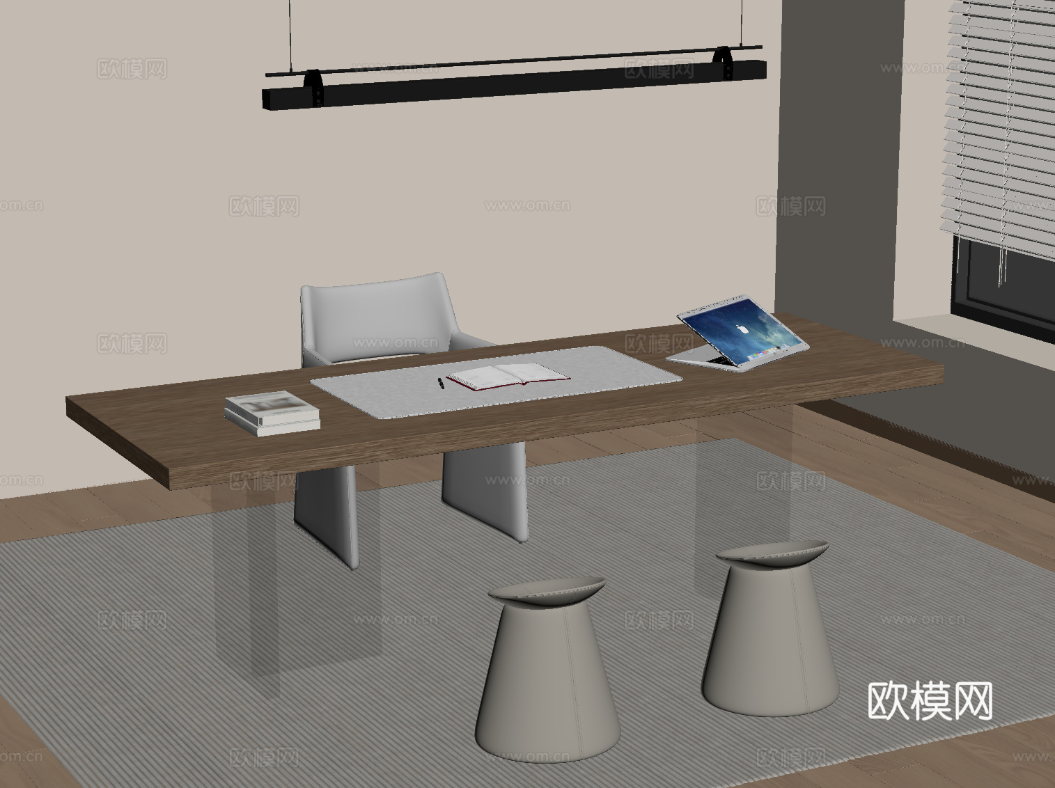 现代简约书桌椅su模型