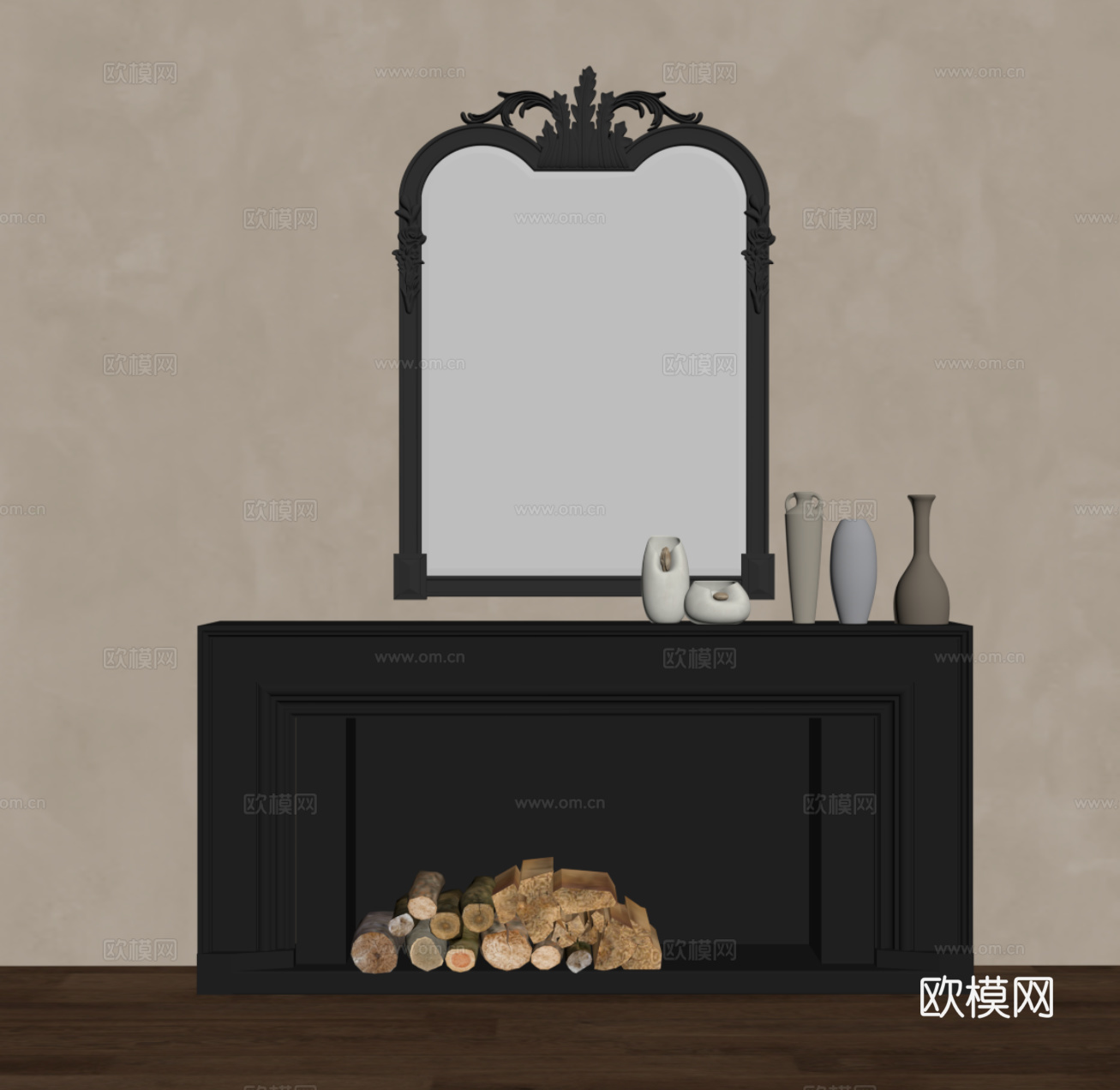 法式复古风壁炉su模型
