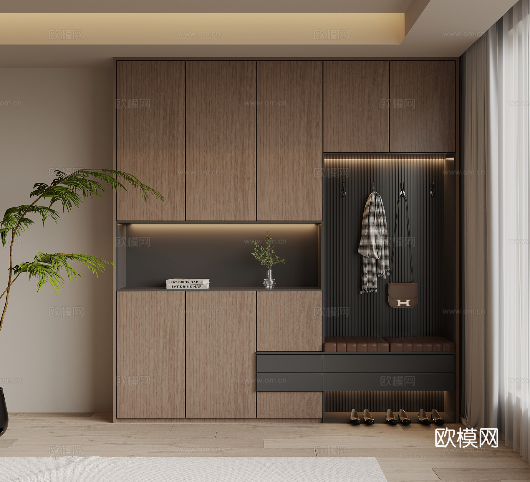 现代意式鞋柜 入户鞋柜su模型