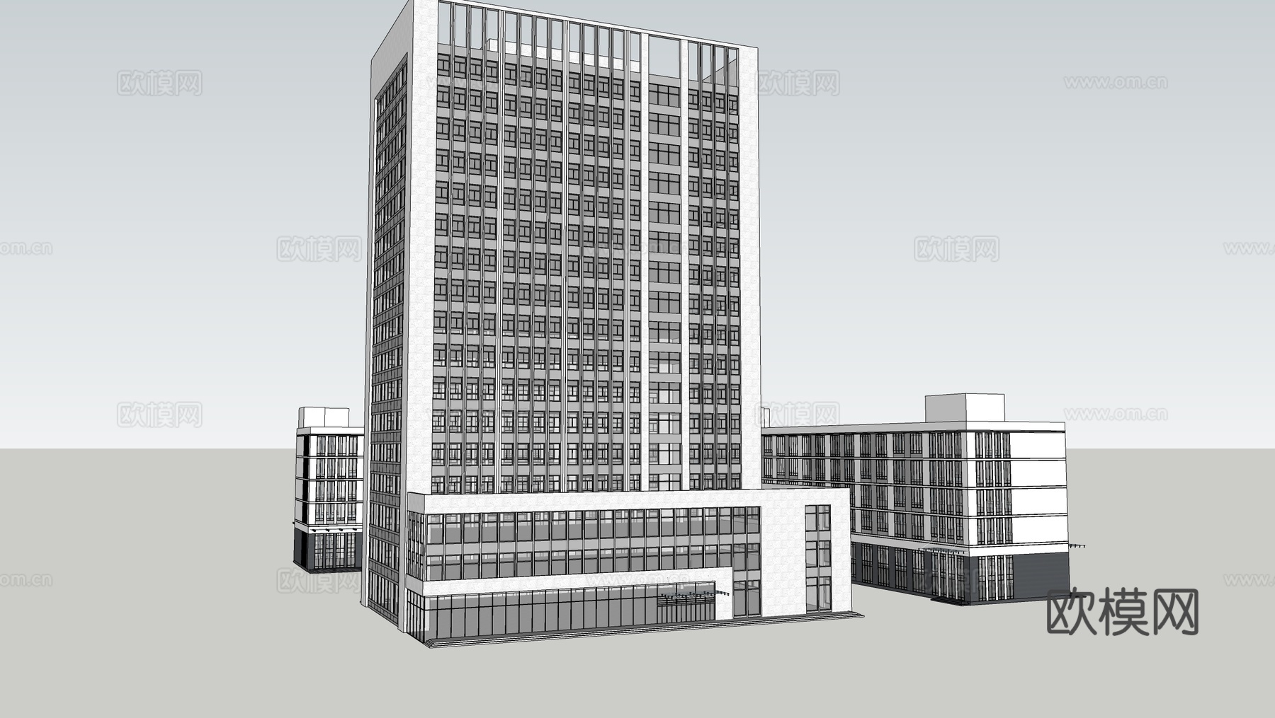 现代高层办公楼 写字楼建筑 政务办公楼su模型