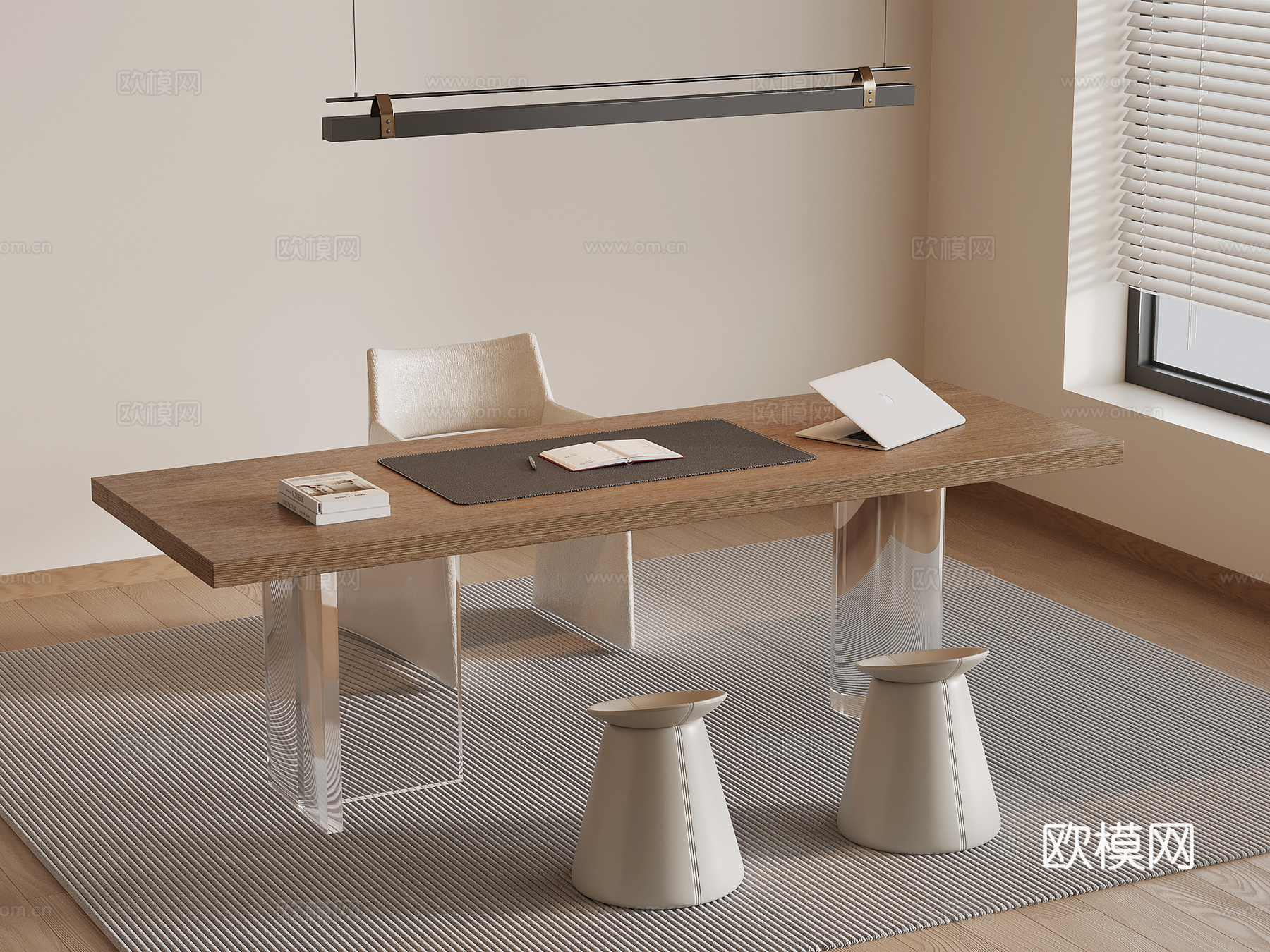 现代简约书桌椅su模型