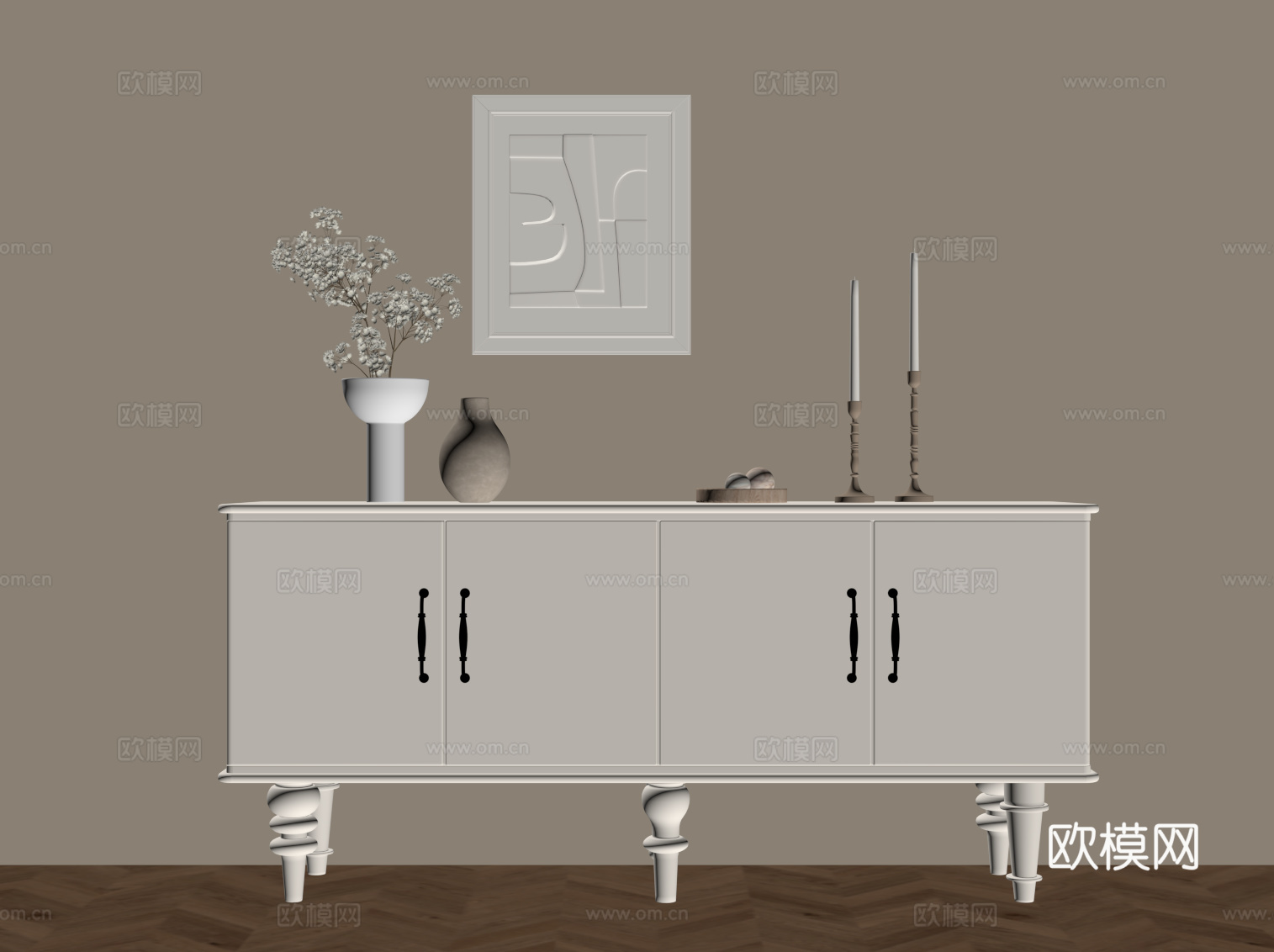 法式玄关柜 端景柜su模型