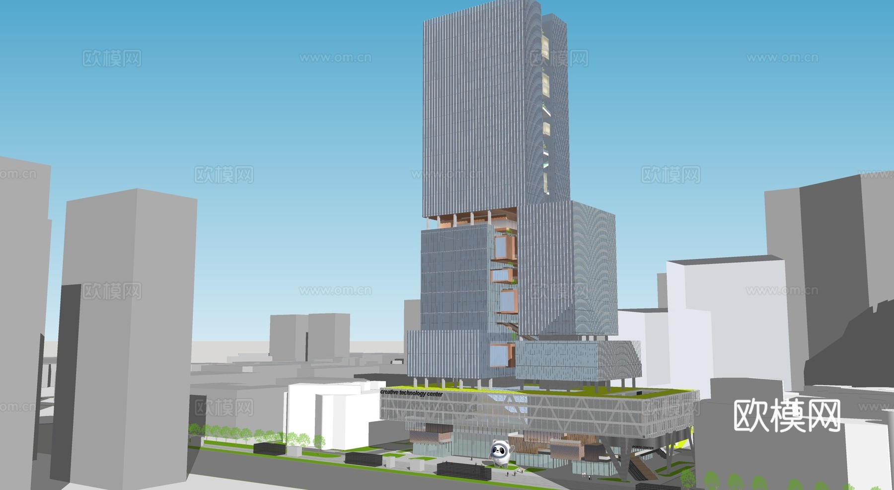 现代高层办公楼 写字楼建筑 商业综合体su模型