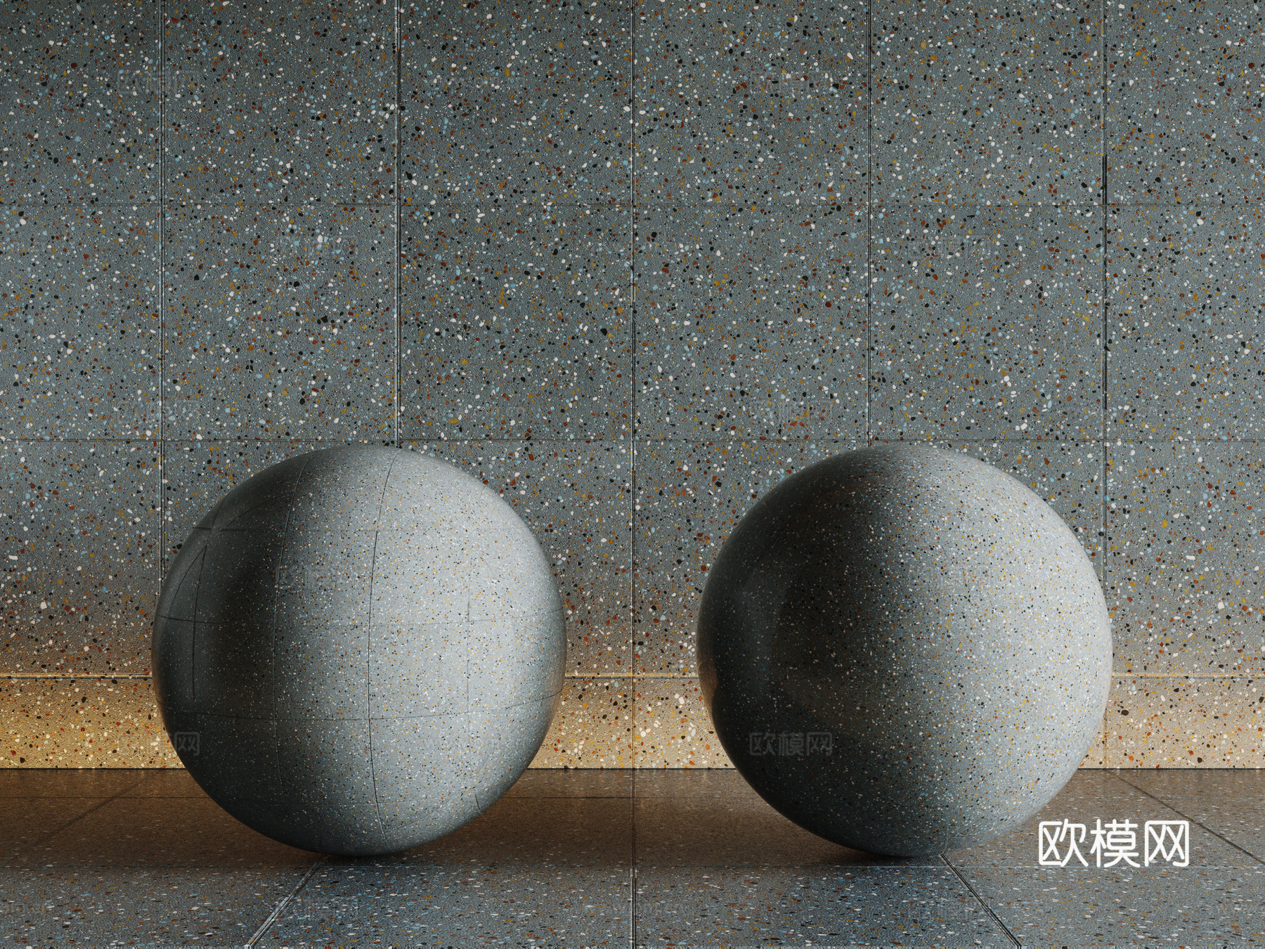 现代淡蓝色水磨石 墙砖 瓷砖 马赛克 石材su模型