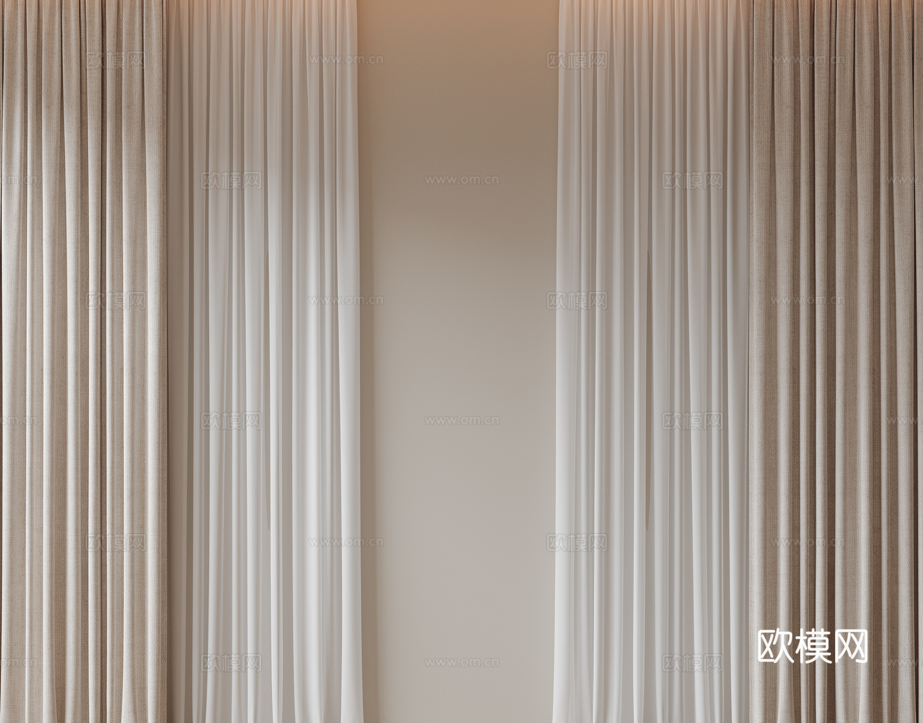 现代通用窗帘 中古布帘窗纱 纱帘 百叶帘 素色帘 纯色窗帘su模型