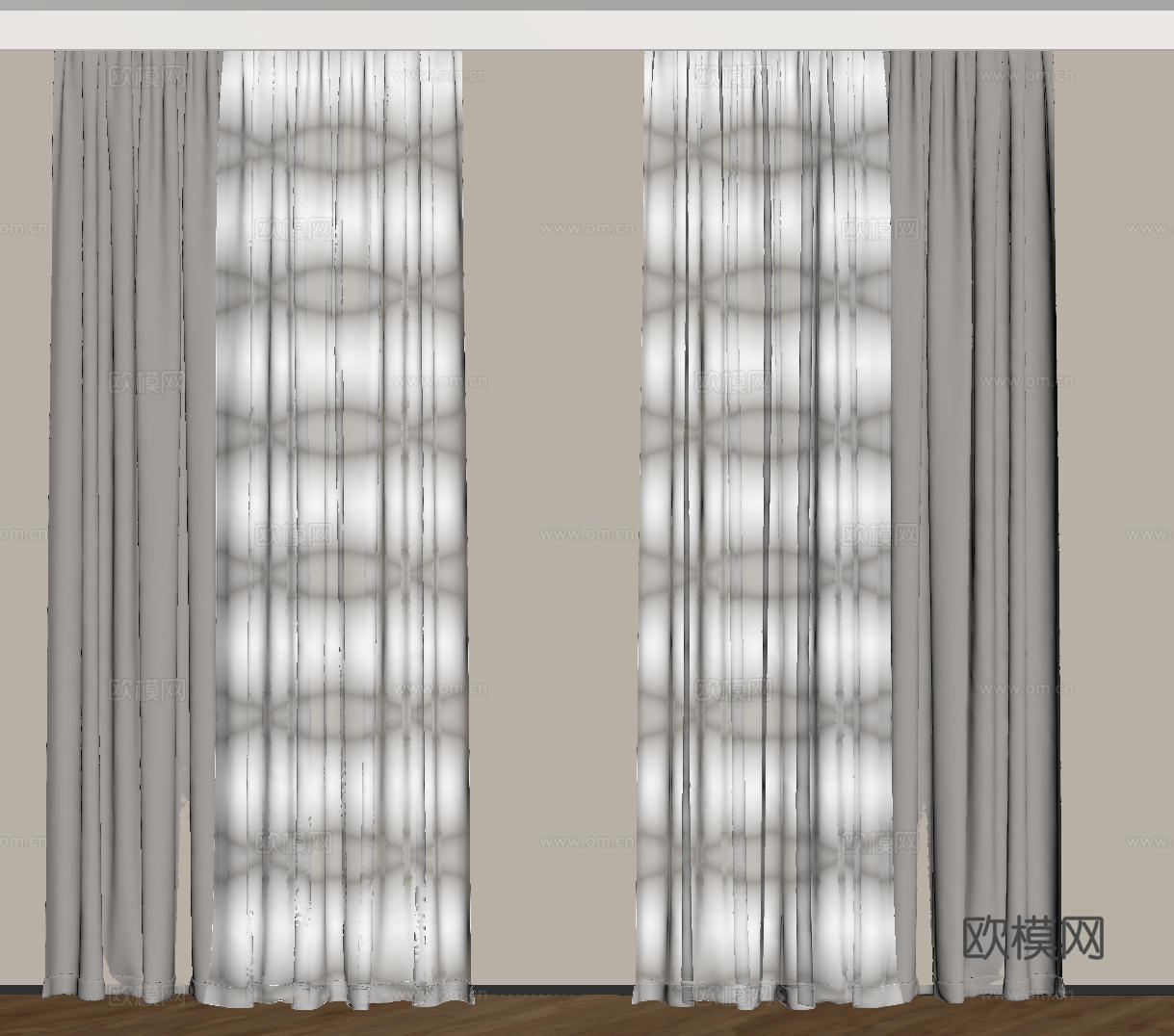 现代通用窗帘 中古布帘窗纱 纱帘 百叶帘 素色帘 纯色窗帘su模型