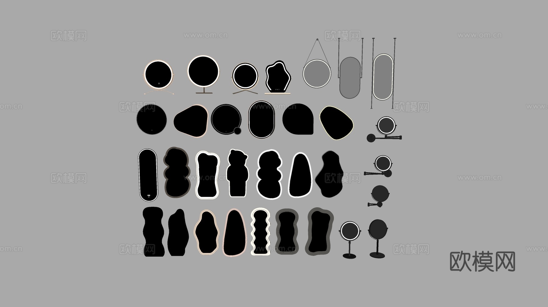 装饰镜 艺术镜子 异形镜 云朵镜 人脸镜su模型