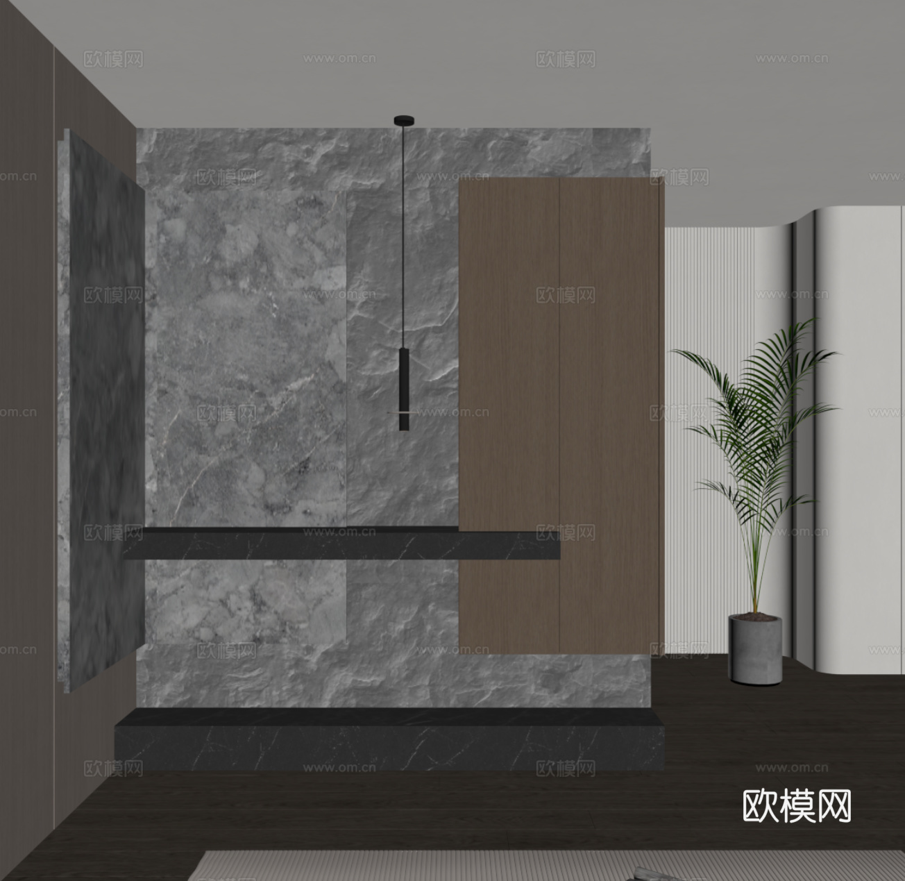 现代意式玄关 玄关柜 鞋柜su模型