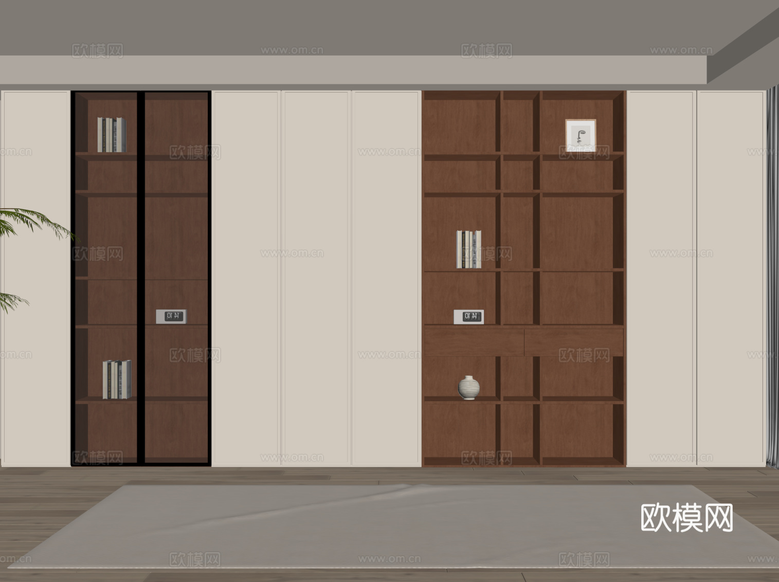 中古风书柜su模型