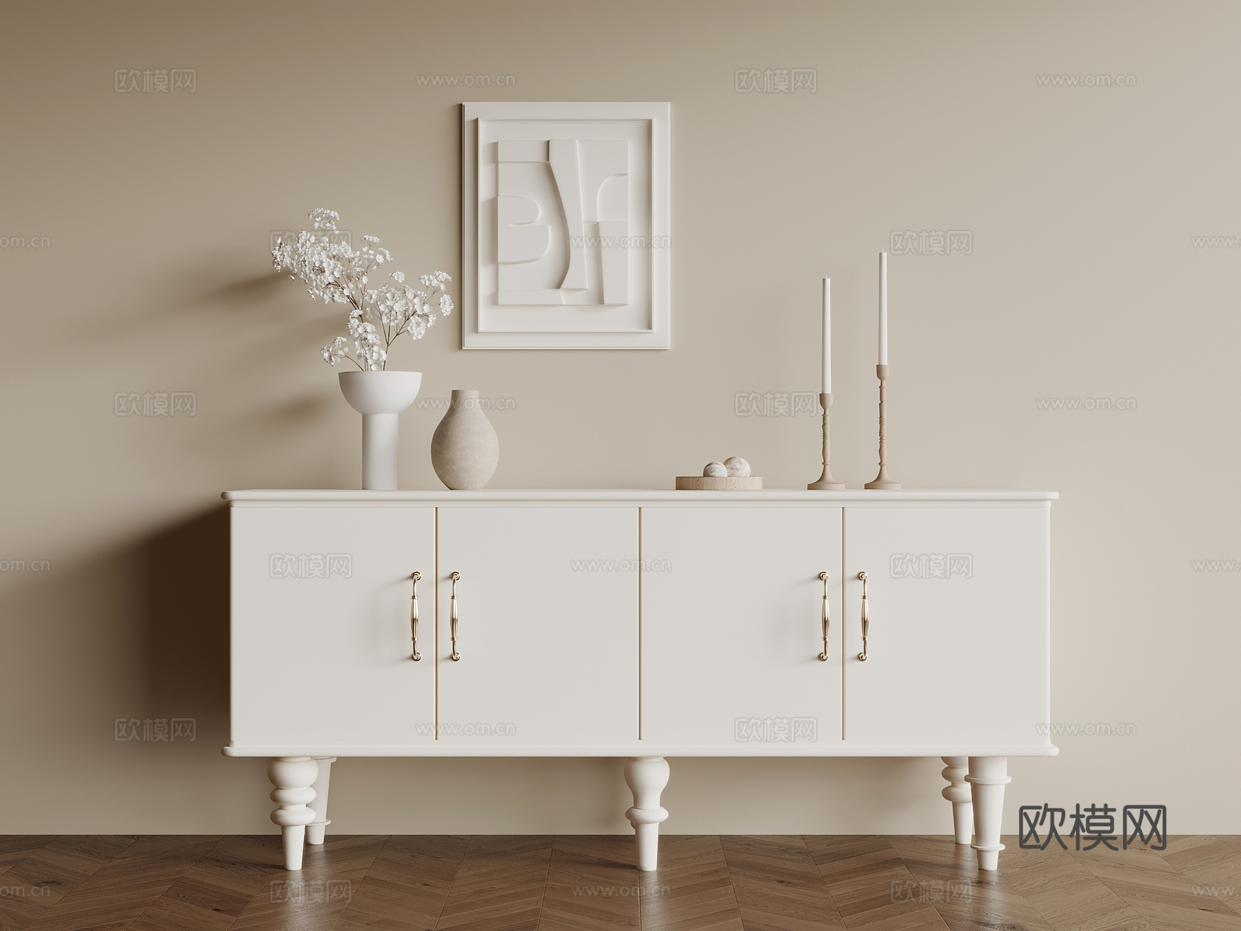 法式玄关柜 端景柜su模型