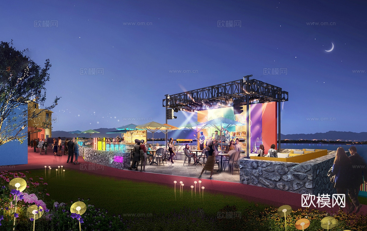 现代户外舞台  露天舞台su模型