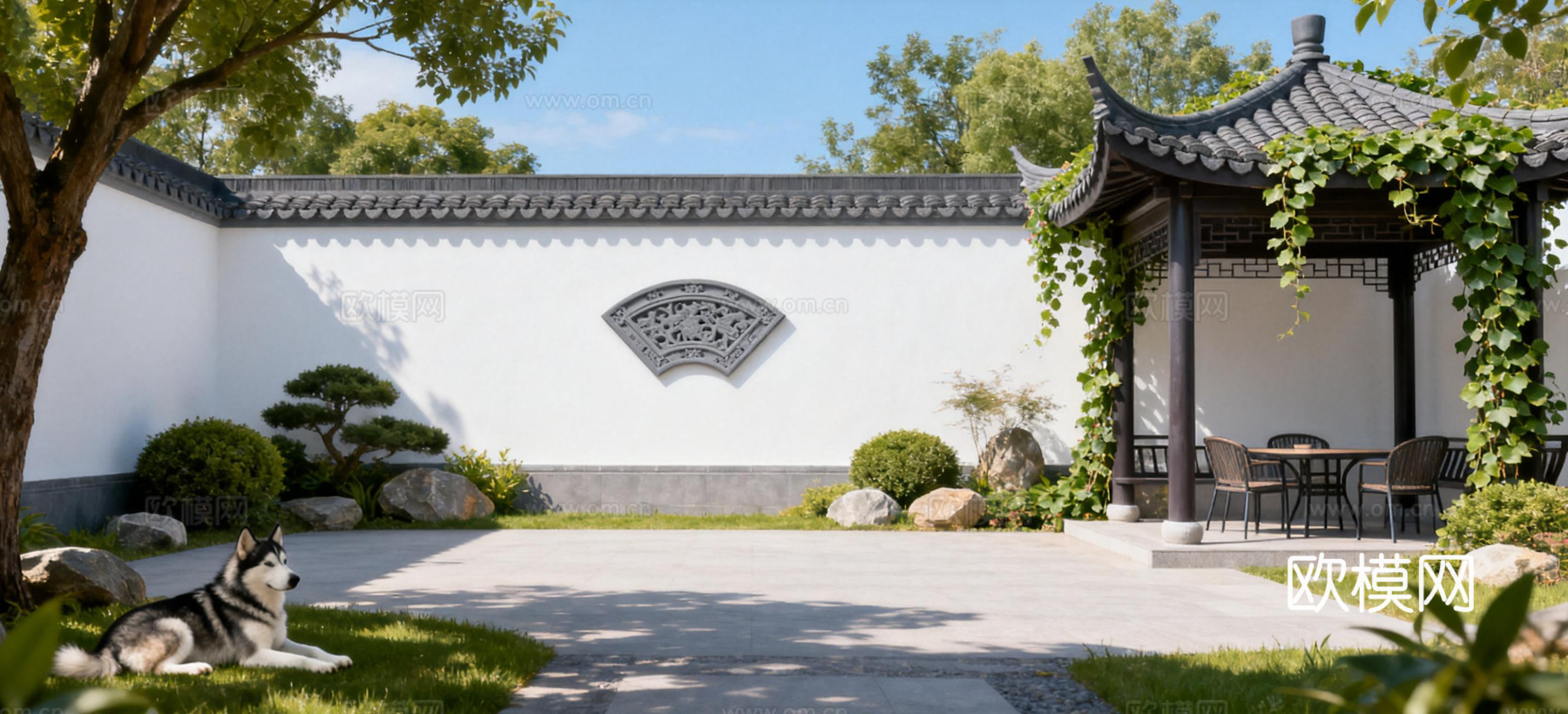 新中式别墅庭院外景