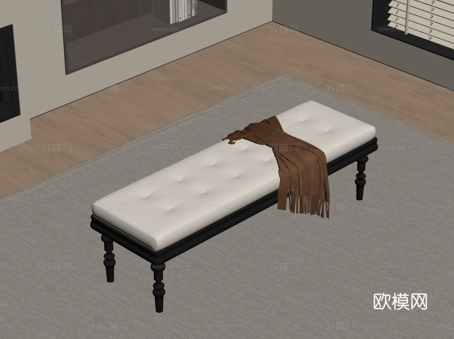 法式长凳 换鞋凳 沙发凳su模型