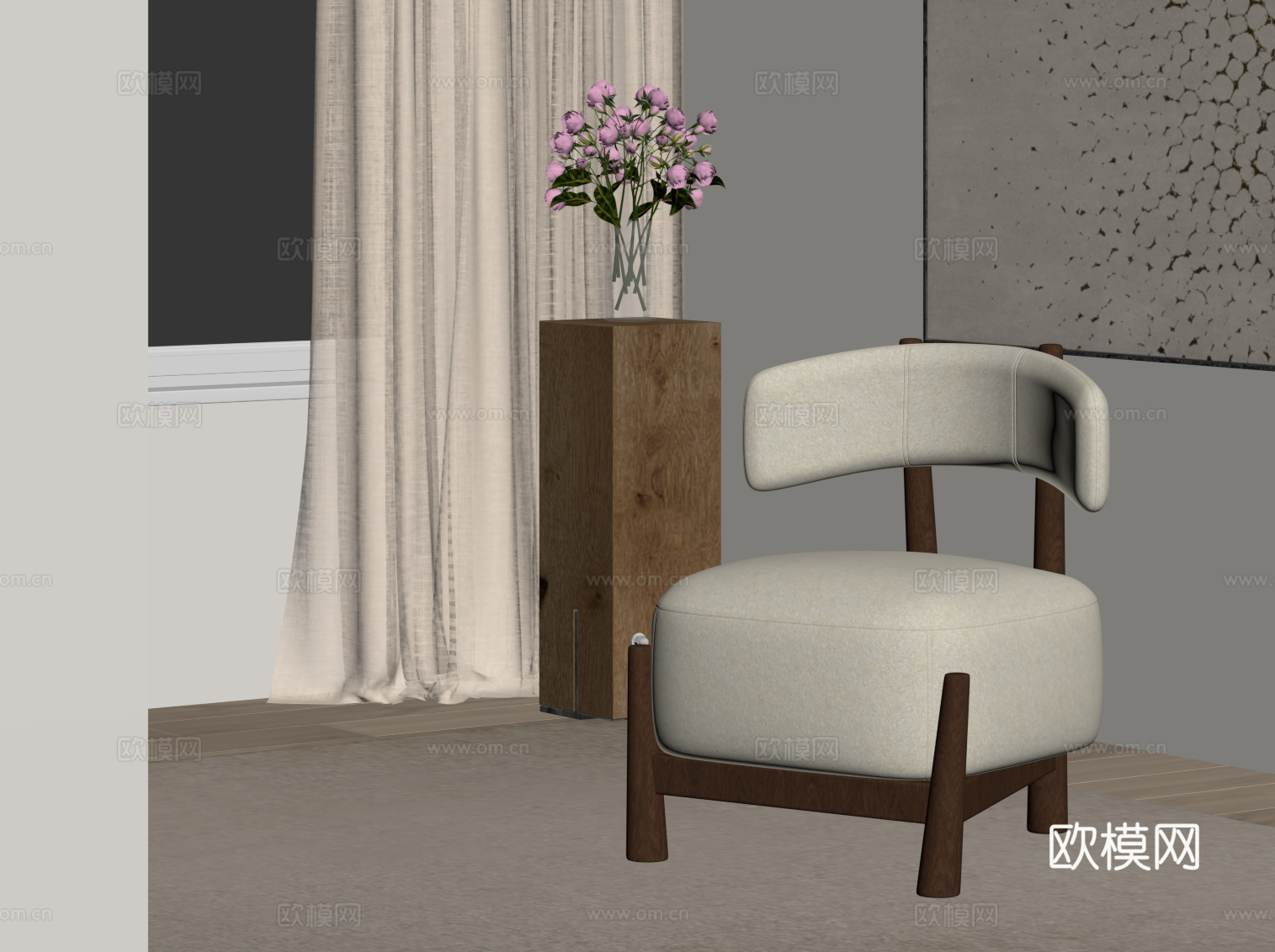 中古风休闲椅su模型