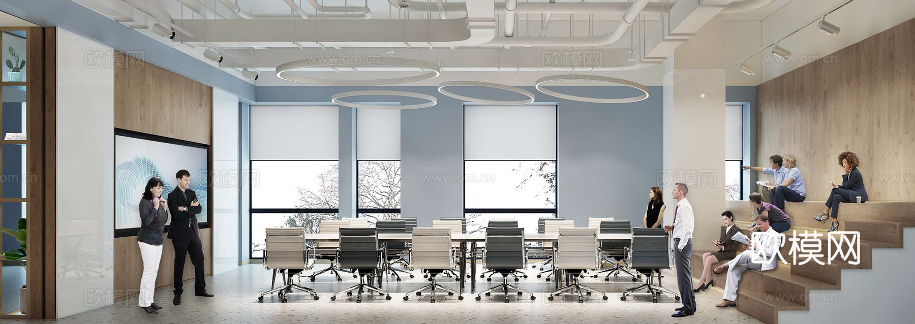 办公室 工作室 最新全套施工图 效果图合集cad施工图