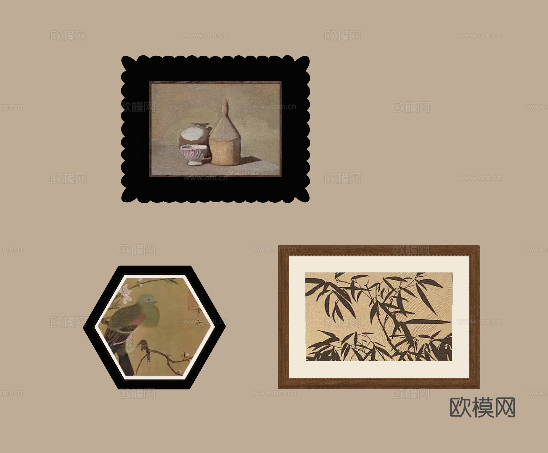 美式挂画 床头挂画su模型