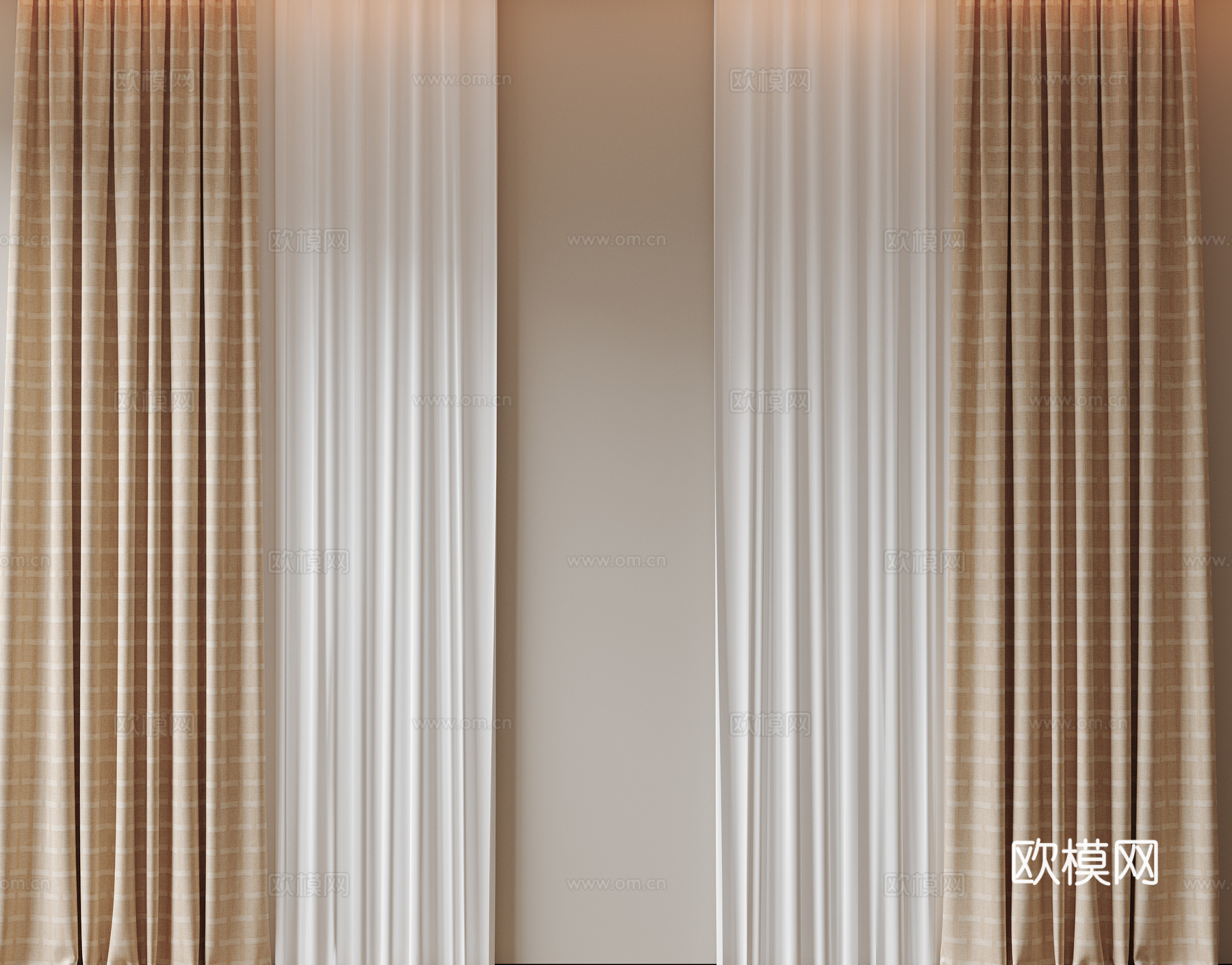 现代通用窗帘 中古布帘窗纱 纱帘 百叶帘 素色帘 纯色窗帘su模型