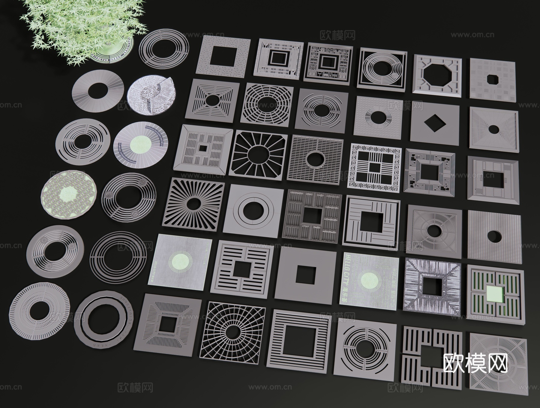 现代树篦子 雨水篦子 种植池盖板 树池盖板 树坑护板 树池口su模型