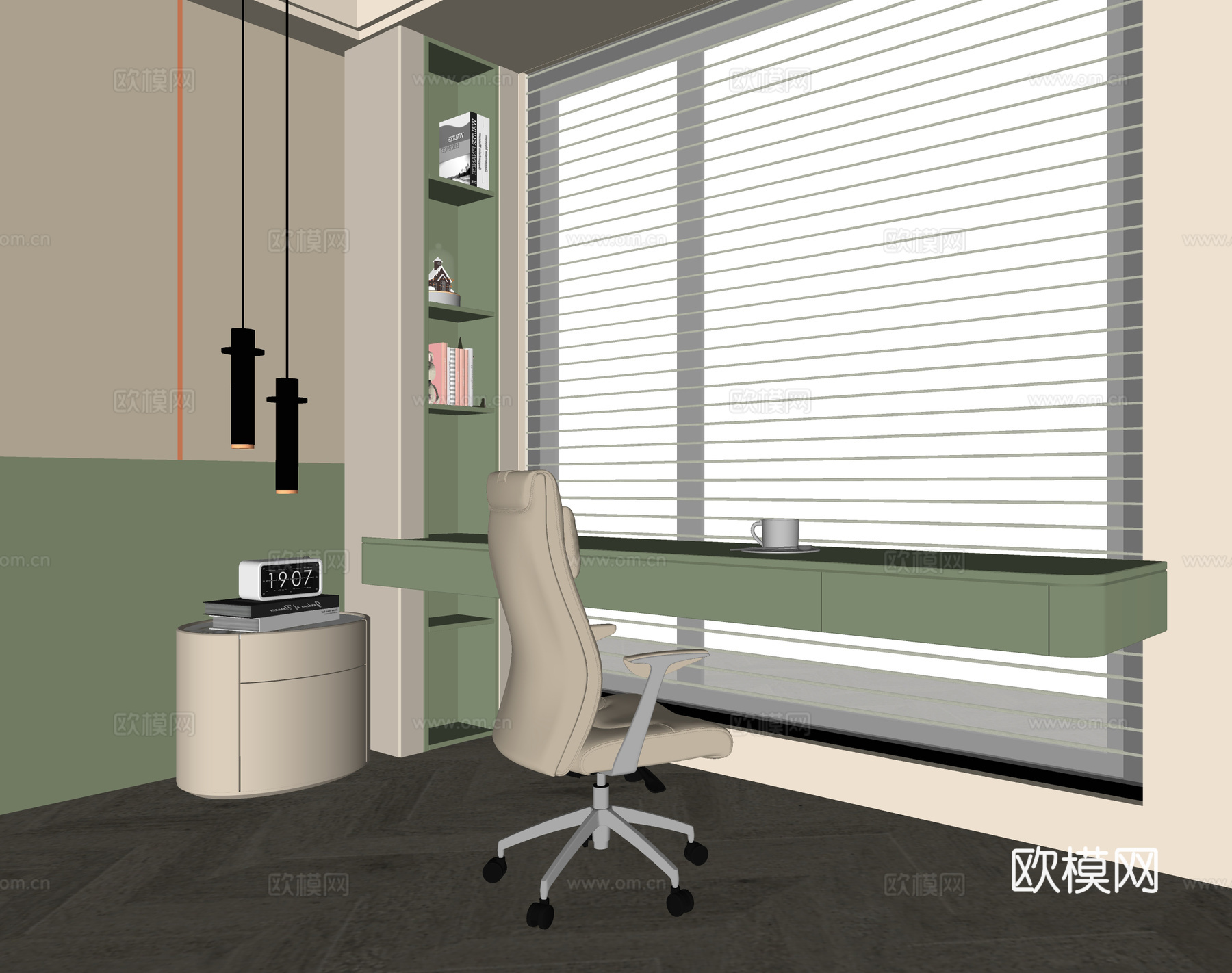 现代卧室书桌椅su模型