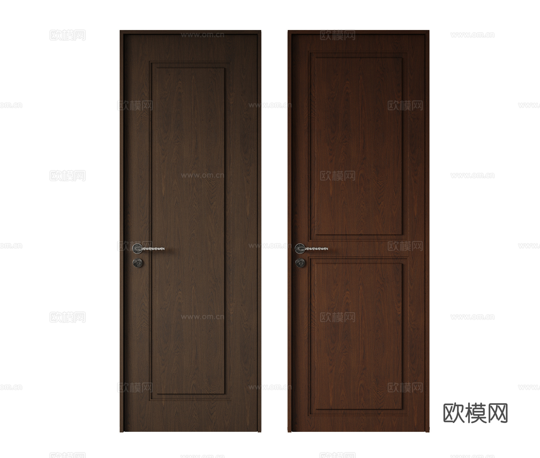 现代极简单开门 中古房间门 卧室门 平板门 实木门 平开门su模型