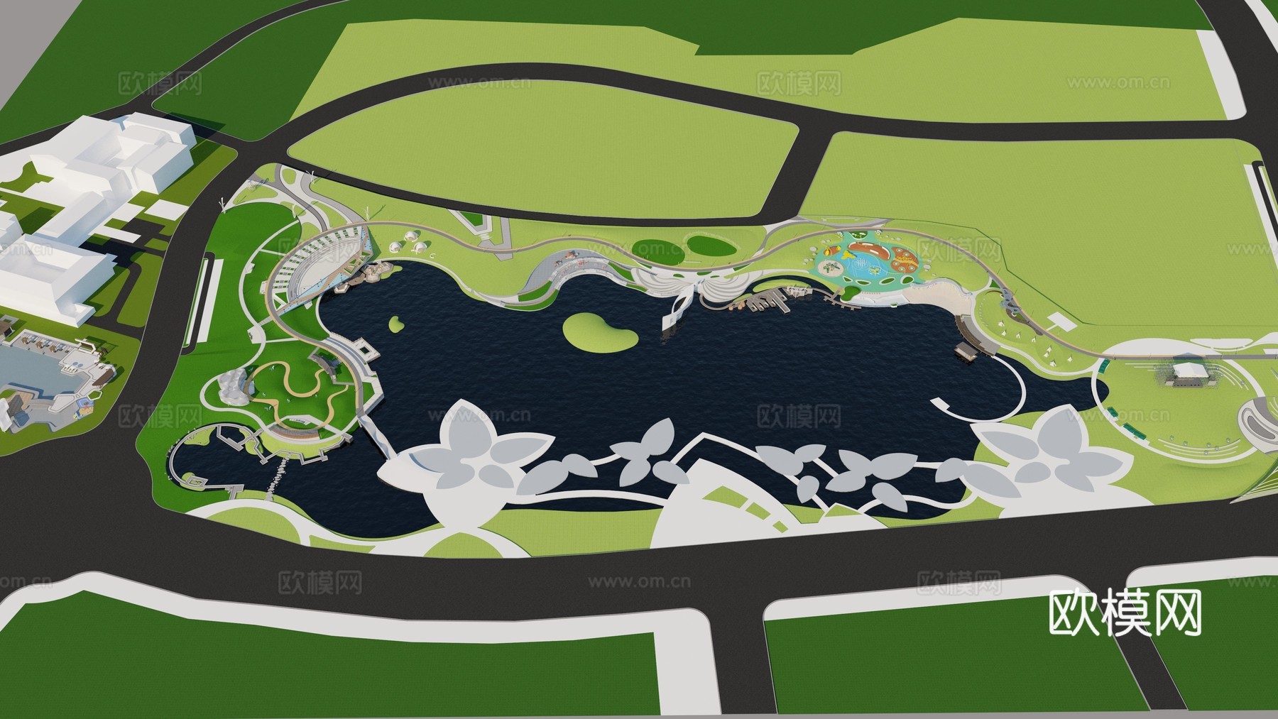 现代景观广场su模型