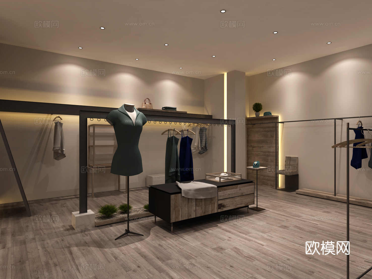 服装店专卖店 最新全套施工图 效果图合集cad施工图