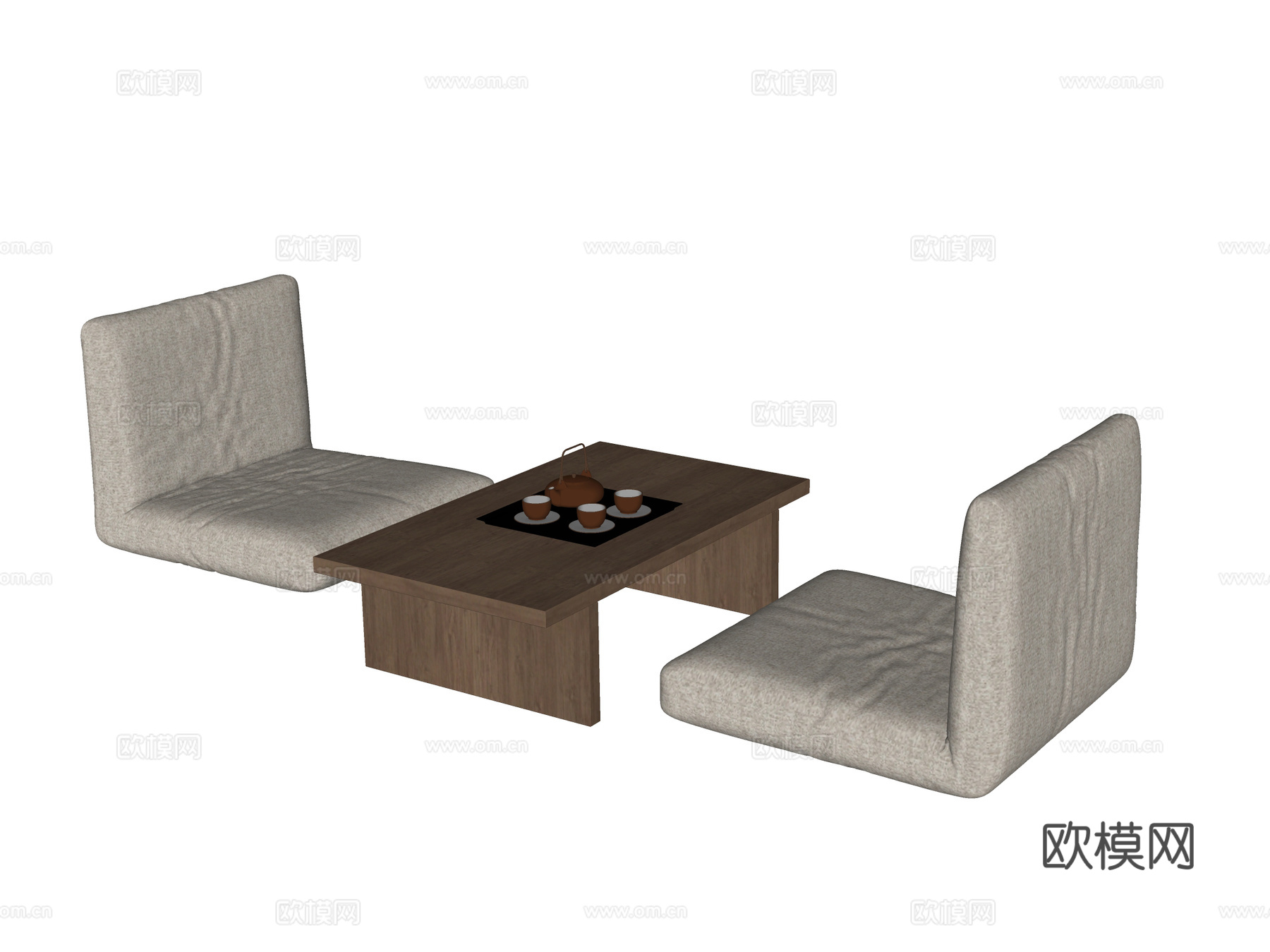 现代阳台茶桌椅su模型