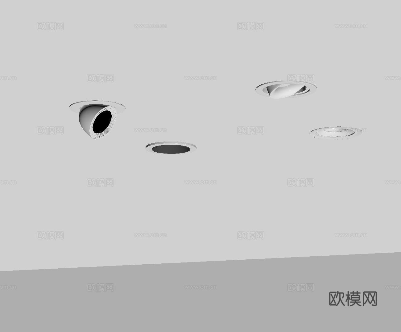 现代极简筒灯射灯 磁吸轨道射灯 明装转向射灯 线型灯 内嵌入su模型