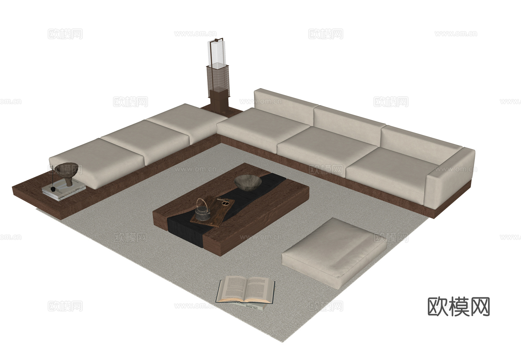现代沙发茶几组合su模型