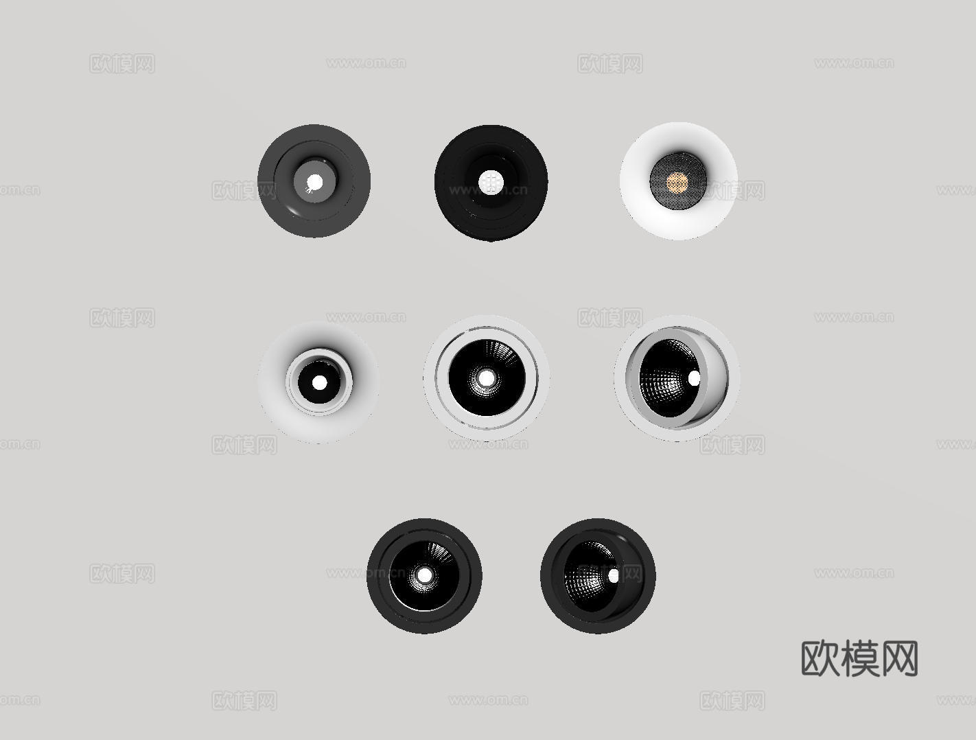 现代极简筒灯射灯 磁吸轨道射灯 明装转向射灯 线型灯 内嵌入su模型