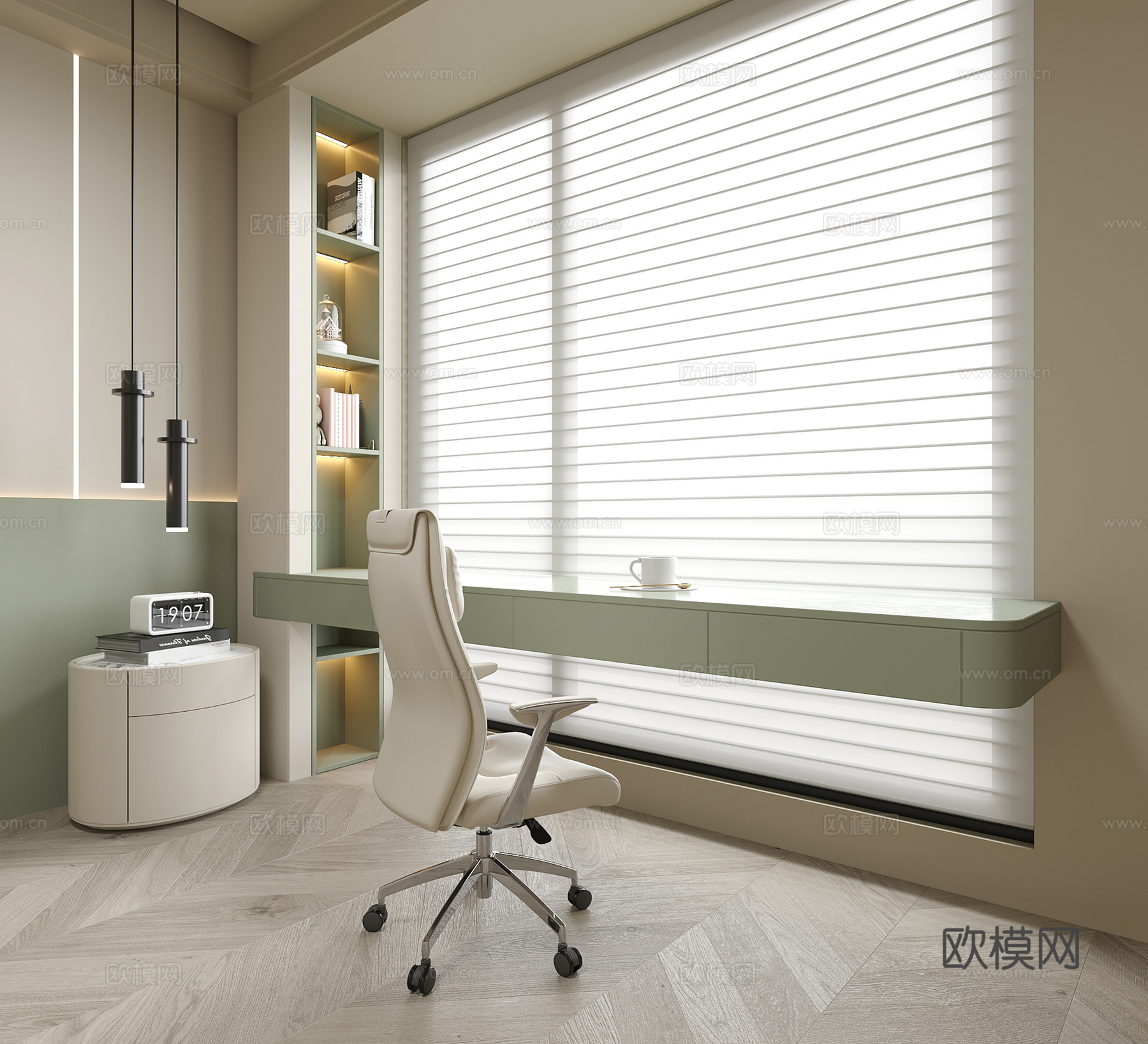 现代卧室书桌椅su模型