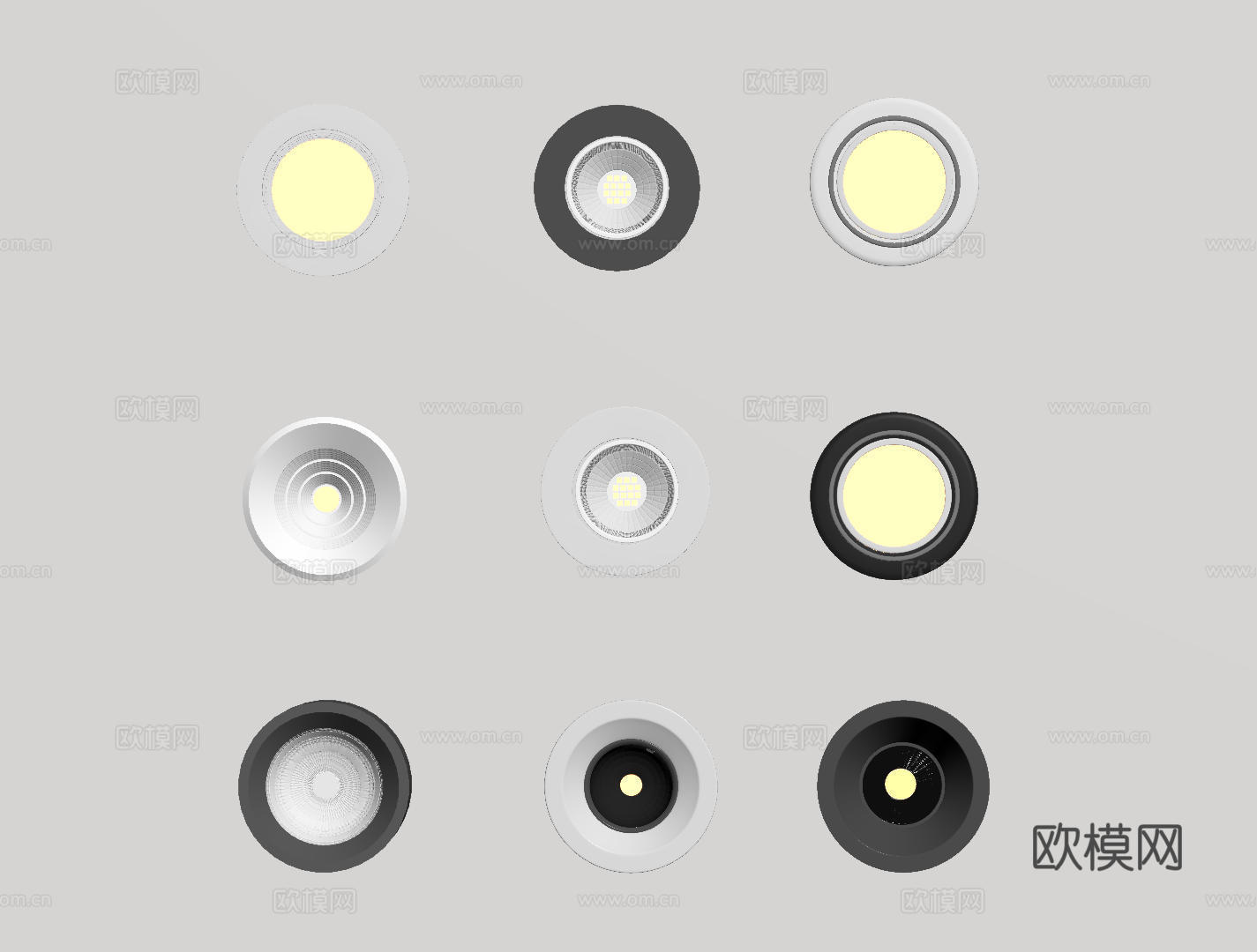 现代极简筒灯射灯 磁吸轨道射灯 明装转向射灯 线型灯 内嵌入su模型