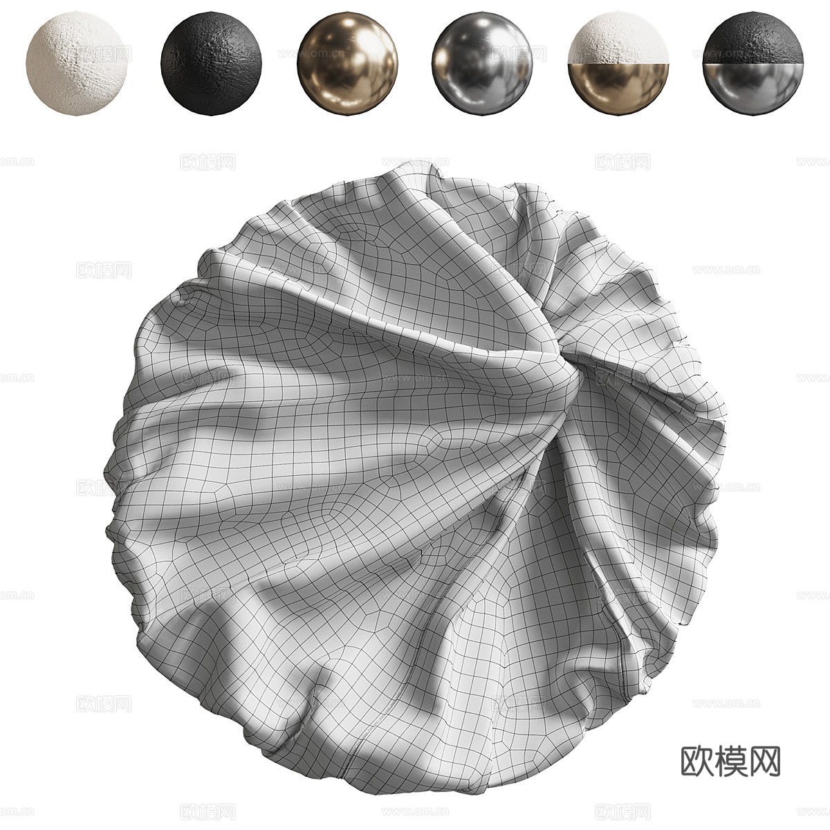 新中式轻奢圆形艺术墙饰3d模型下载（渲染图6）