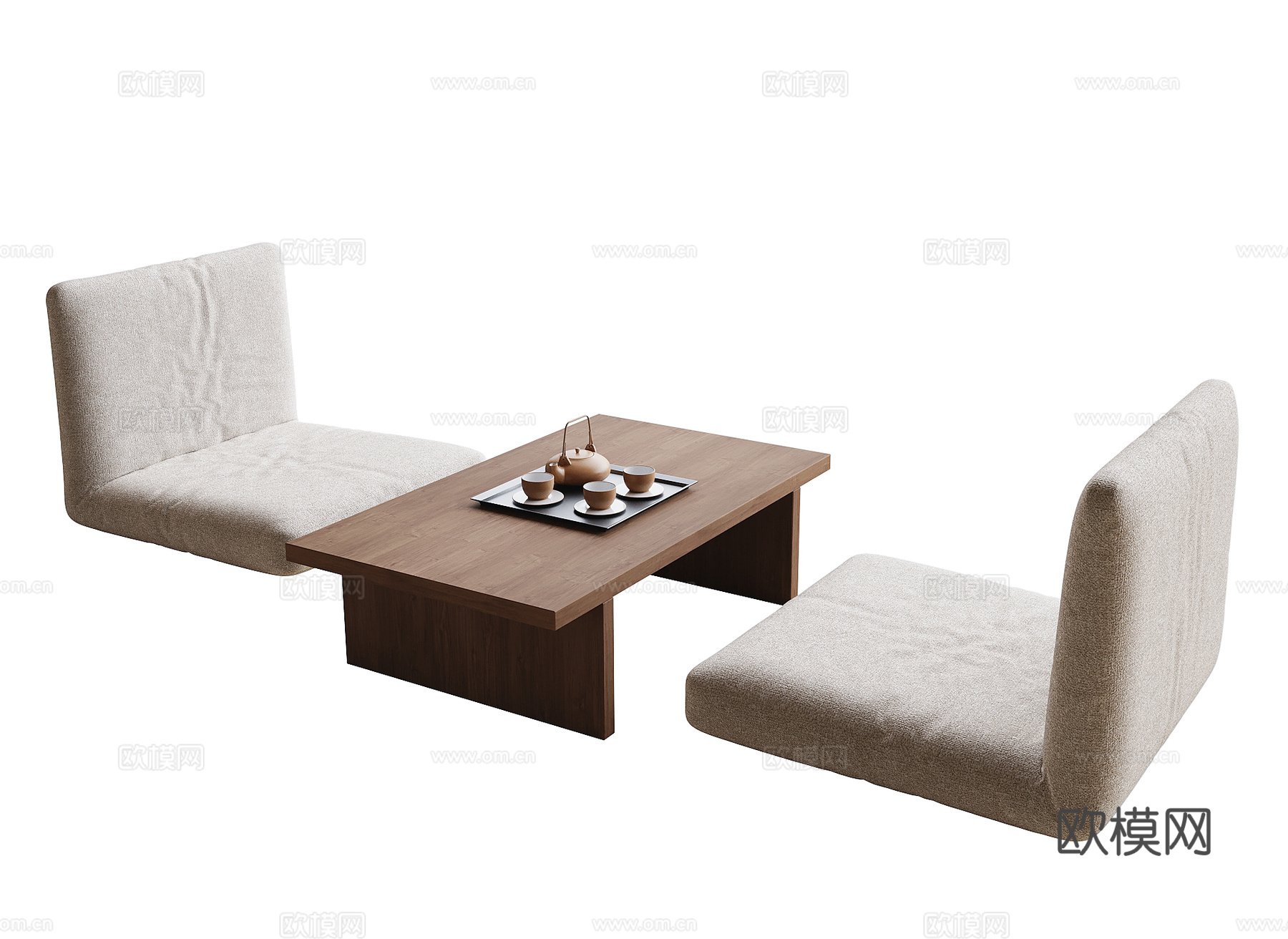 现代阳台茶桌椅su模型