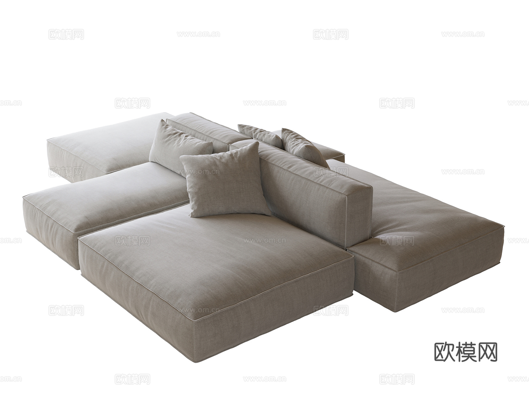 现代双面沙发 多人沙发su模型