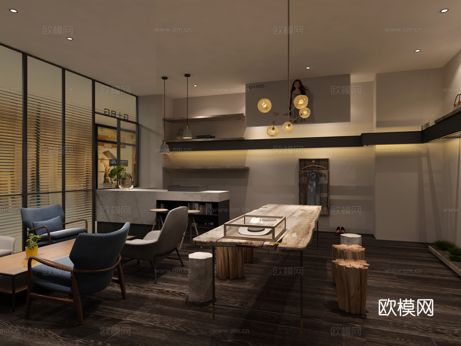 服装店专卖店 最新全套施工图 效果图合集cad施工图