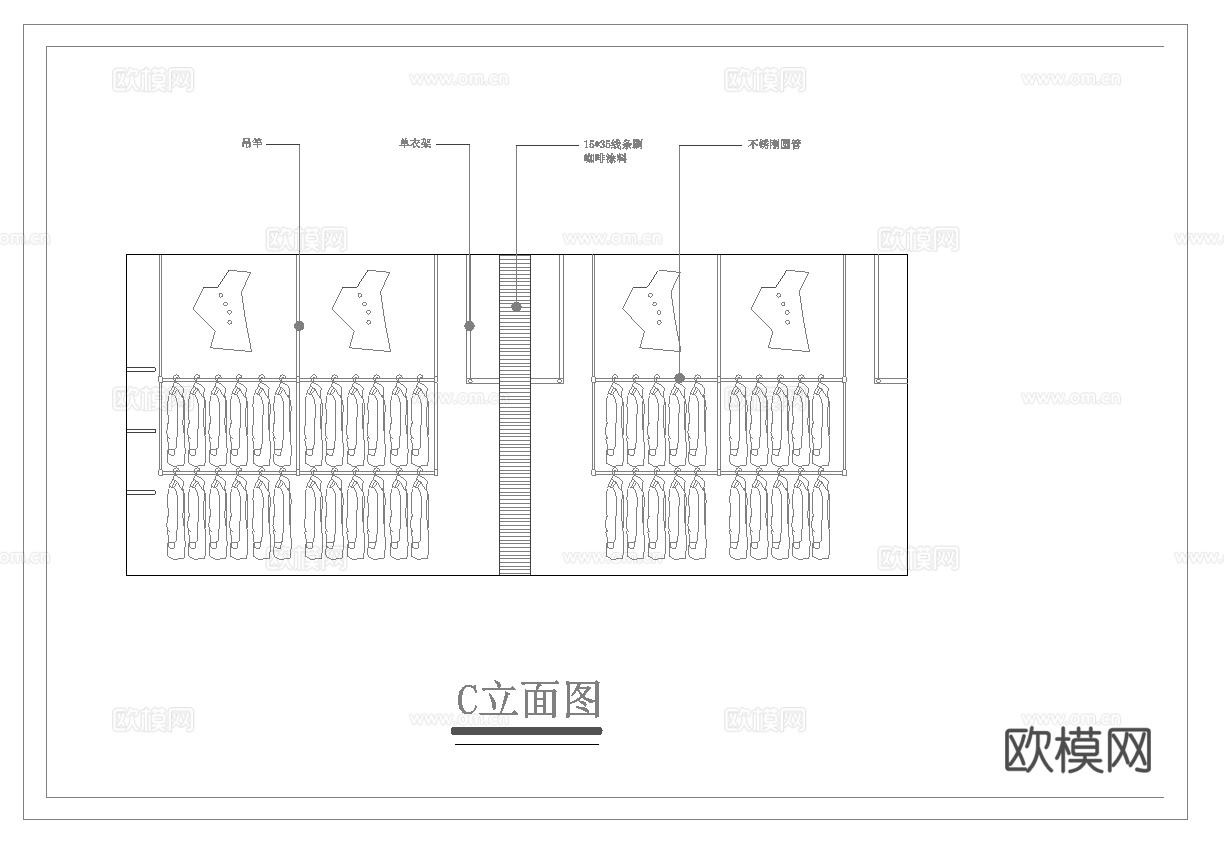 服装店专卖店 最新全套施工图 效果图合集cad施工图