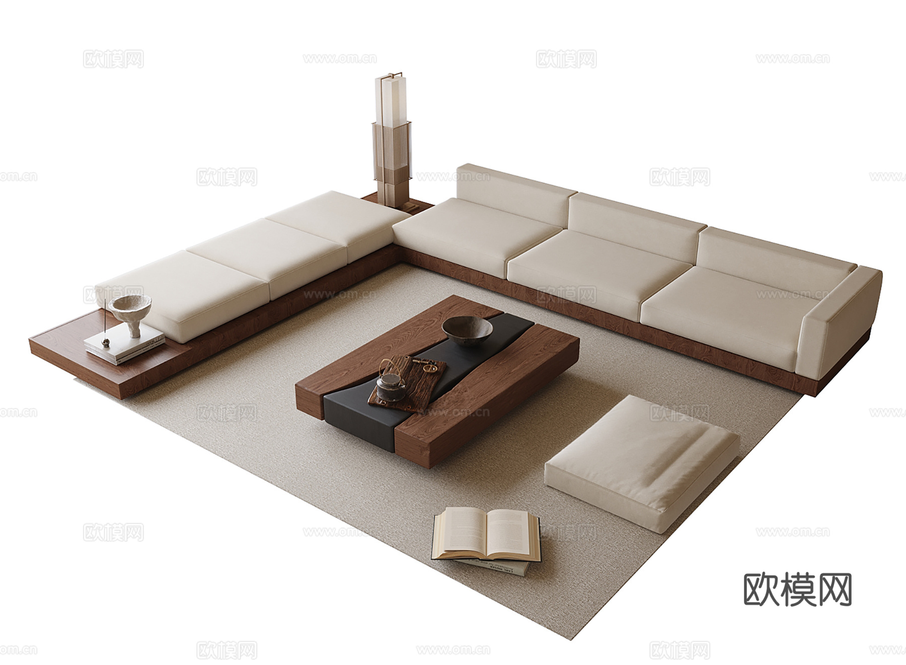 现代沙发茶几组合su模型