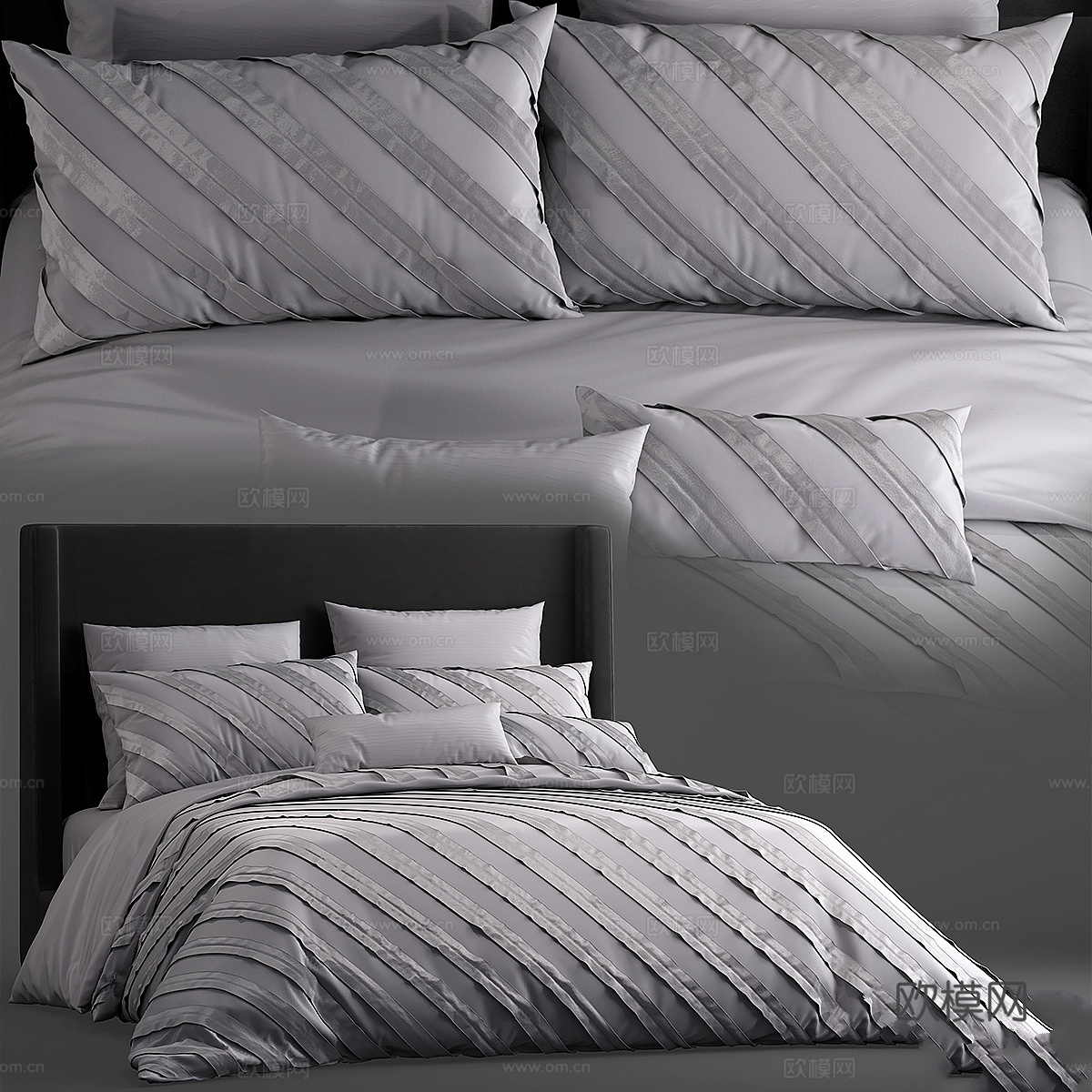 雷明顿三件套羽绒被套组3d模型下载
