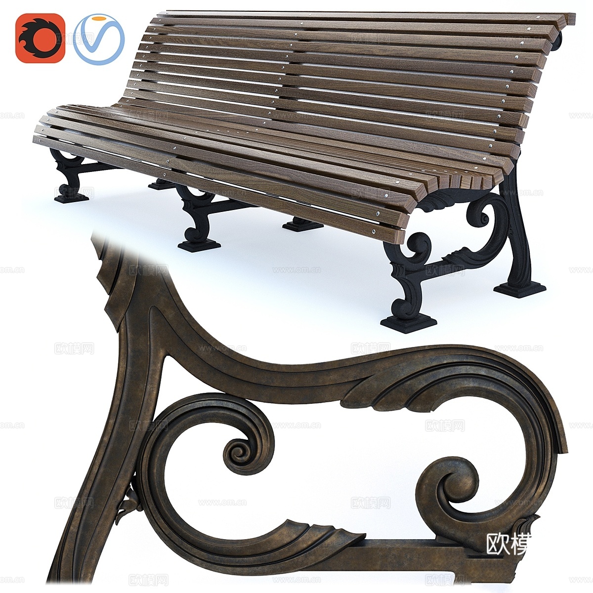 公园长椅 013d模型下载
