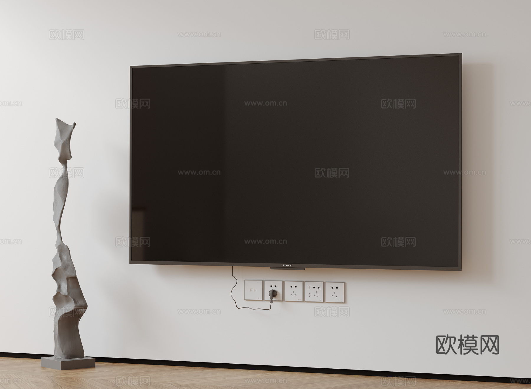 现代电视机 移动电视 激光电视 显示屏 壁挂式电视su模型下载（渲染图1）