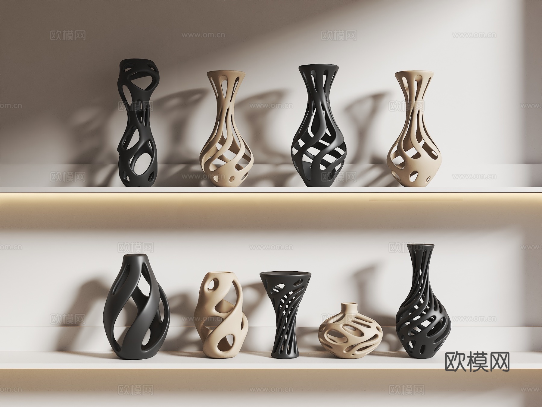 现代花瓶 镂空花瓶 艺术花瓶 装饰花瓶 干支花瓶 异形花瓶su模型