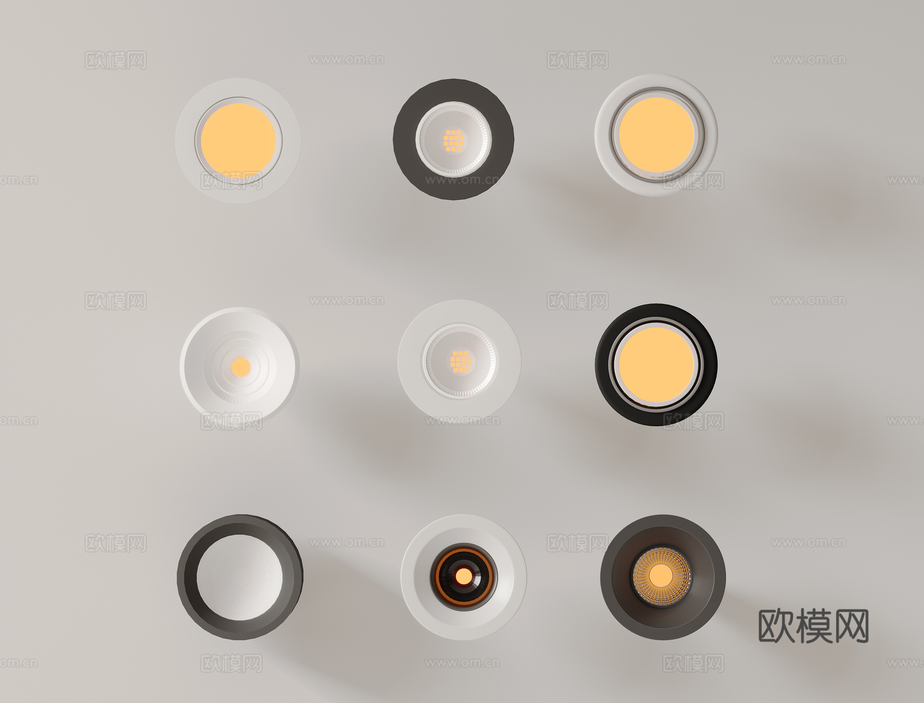 现代极简筒灯射灯 磁吸轨道射灯 明装转向射灯 线型灯 内嵌入su模型