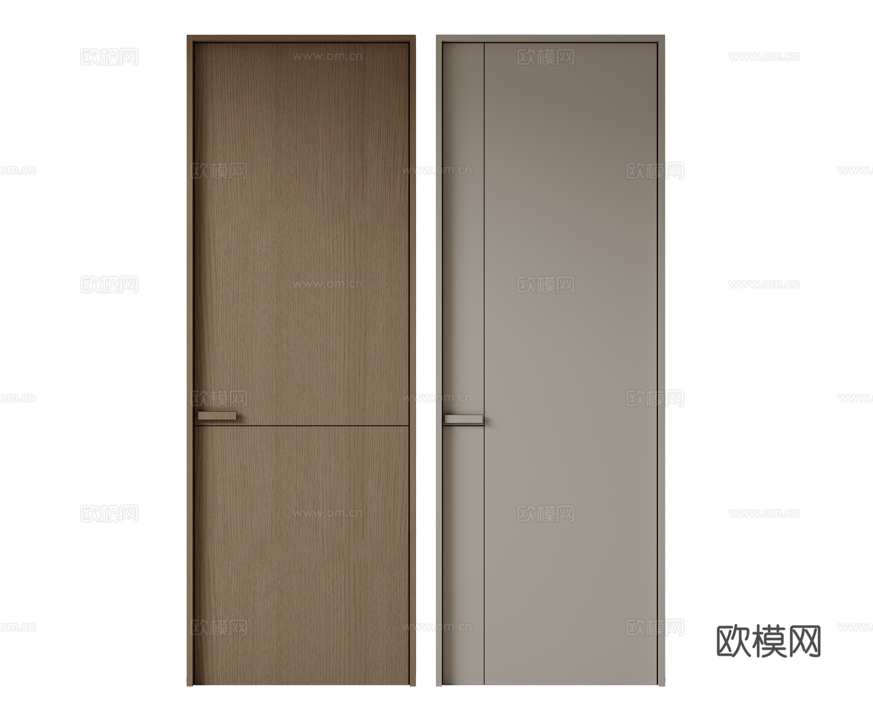 现代极简单开门 中古房间门 卧室门 平板门 实木门 平开门su模型下载（渲染图1）