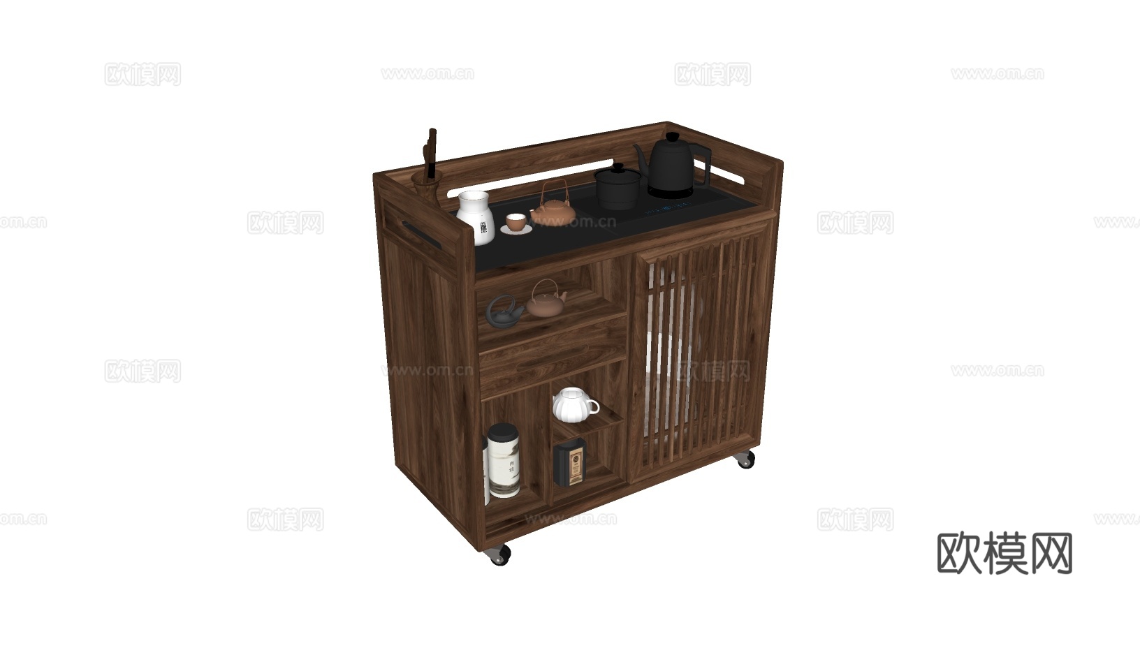 新中式茶水柜su模型
