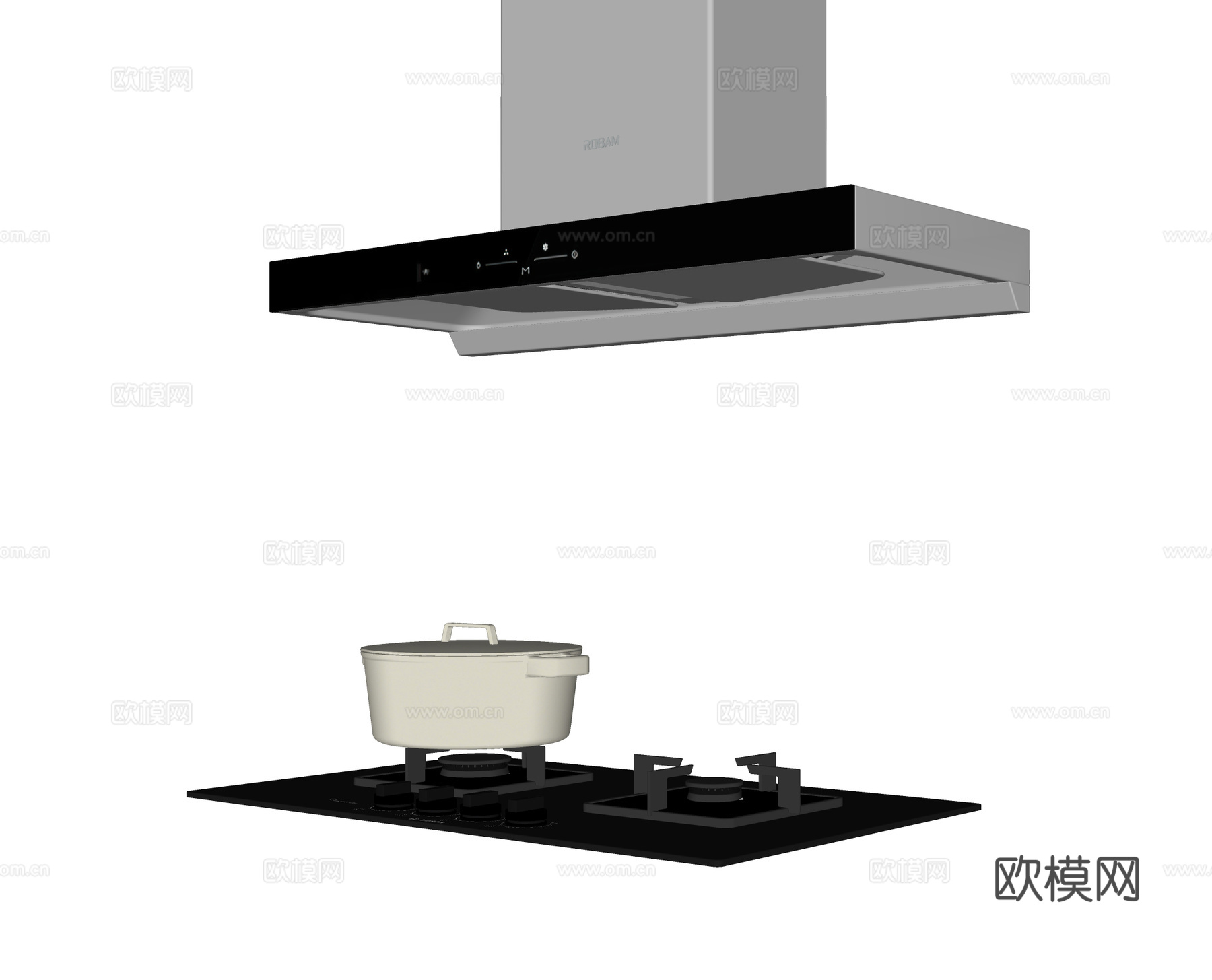 现代油烟机灶具套装su模型